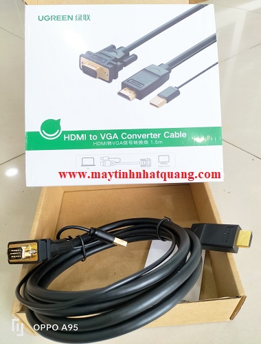 Cáp chuyển  HDMI to VGA dài 1,5m hỗ trợ nguồn Ugreen 30449